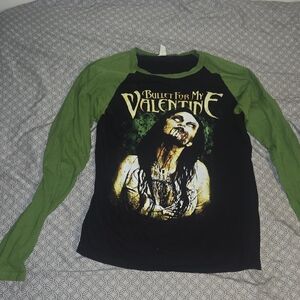 Green and Black Long Sleeve Band Tee
